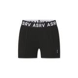 Flatlay of LYCRA® Ribbed Short in black with gray waistband, front view