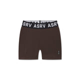 flatlay LYCRA® Ribbed Short in dark earth brown, front view