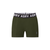 flatlay LYCRA® Ribbed Short in olive with ASR waistband, front view