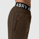 Sorona® Terry Straight Leg Sweats in Dark Earth worn on model, side view detail of zipper pocket