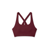 flatlay Lycra Hybrid Sports Bra in crimson, front view