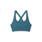 flatlay LYCRA® Hybrid Sports Bra in storm blue, front view