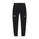 flatlay W055 Lycra® Ribbed Running Tight in black, front view