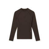 LYCRA® ADAPTIV baselayer longsleeve in dark earth, front view on model