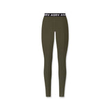 flatlay W071 Lycra® ribbed legging in olive, front view