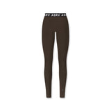 flatlay LYCRA® Ribbed Legging in Dark Earth, full length front view