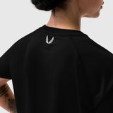 AeroSilver Cropped Tee in black, back view on model
