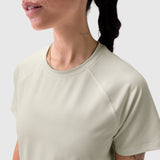 AeroSilver® Cropped Tee in Ivory Cream worn by model, front view