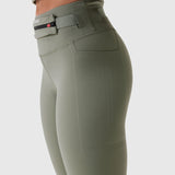 W030 LYCRA® 3-in-1 Legging in sage, side view on model