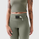 W030 LYCRA 3-in-1 Legging in sage worn by model with belt, front view