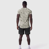 AeroSilver Established Tee in Digital Camo Blade worn by model, back view