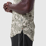 AeroSilver Established Tee in Digital Camo Blade worn by model, side view