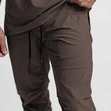 Tetra-Lite High Rib Jogger in deep taupe worn by model, side view detail