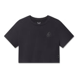 Flatlay ASRV Supima Ice-Skin Reversible Crop Tee in black, front view