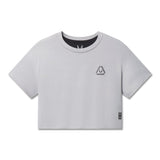 Flatlay W082 Supima Ice-Skin Reversible Crop Tee in slate grey, front view