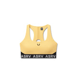 Flatlay W083 LYCRA® ADAPTIV Racerback Sports Bra in amber, front view