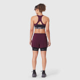 W083 LYCRA® ADAPTIV Racerback Sports Bra in Merlot, back view on model