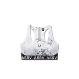 Flatlay LYCRA® ADAPTIV Racerback Sports Bra in Sedona Snow Camo, front view