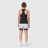 Aerotex Perforated Run Tank in black, back view on model
