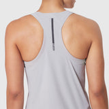 Aerotex Perforated Run Tank in Slate Grey, back view on model