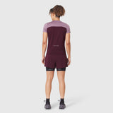 W086 AEROSILVER® UPF50+ Run Tee in Merlot, back view on model
