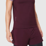 AEROSILVER® UPF50+ Run Tee in Merlot, worn by model, front view