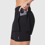 W087 Aerotex Side Split Liner Short in Black, worn with phone in pocket