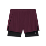 Flatlay W087 Aerotex Side Split Liner Short in Merlot and Black, front view