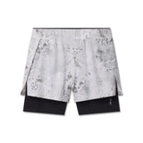 Flatlay W087 Aerotex Side Split Liner Short in Sedona Snow Camo, front view