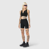 W097 LYCRA® ADAPTIV Seamless Zip Bra in black, front view on model