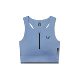 Flatlay W097 LYCRA® ADAPTIV Seamless Zip Bra in Slate Blue, front view