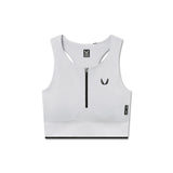 Flatlay W097 LYCRA® ADAPTIV Seamless Zip Bra in white, front view