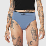 ASRV W098 LYCRA® ADAPTIV Seamless Underwear in Slate Blue, worn on model