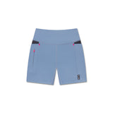 Flatlay LYCRA® ADAPTIV Hybrid Bike Short in Slate Blue, front view