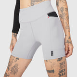 W099 LYCRA® ADAPTIV Hybrid Bike Short in Slate Grey, worn by model, front view