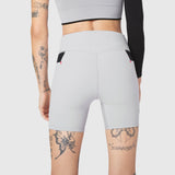 W099 LYCRA® ADAPTIV Hybrid Bike Short in Slate Grey, back view on model